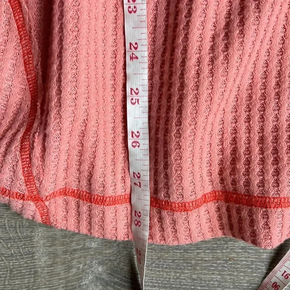 Free People We The Free Peach Thermal Lovin Leopard Thermal Top Print Cuffs
